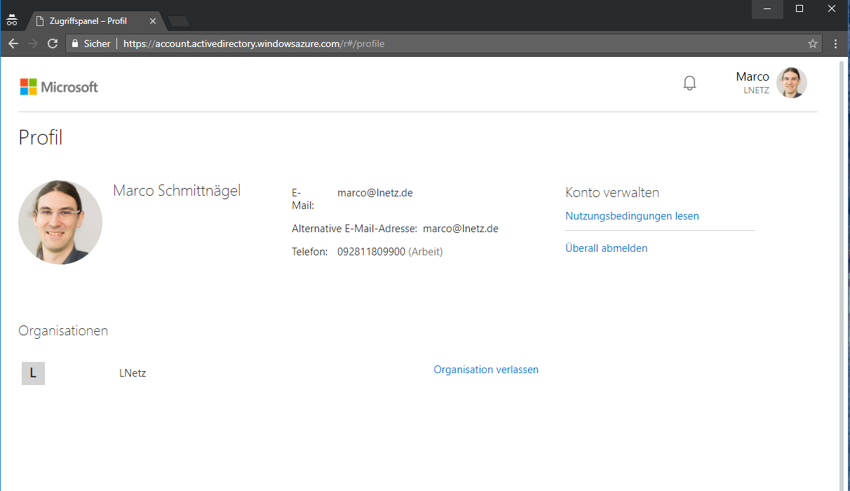 Office 365 Account Screenshot