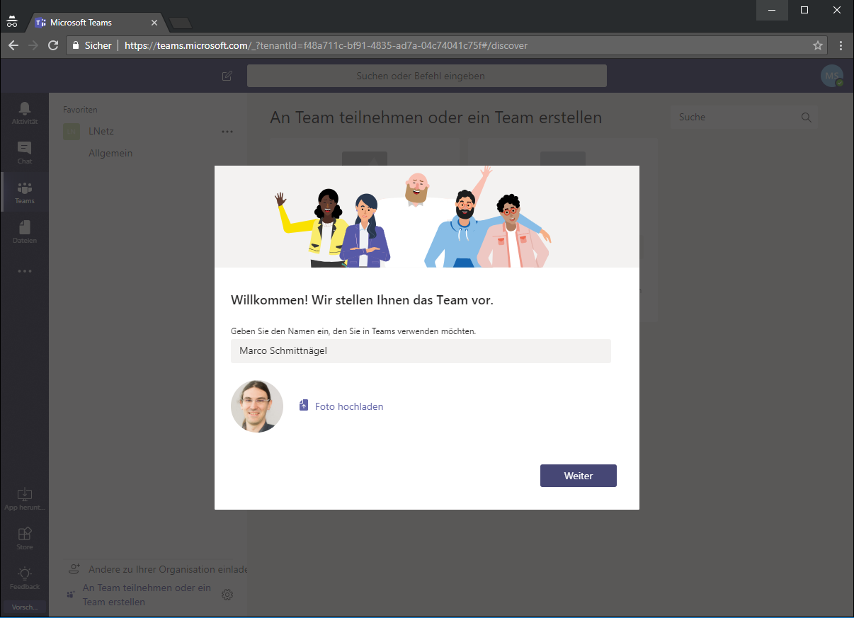 Anmeldung Microsoft Teams Screenshot 4