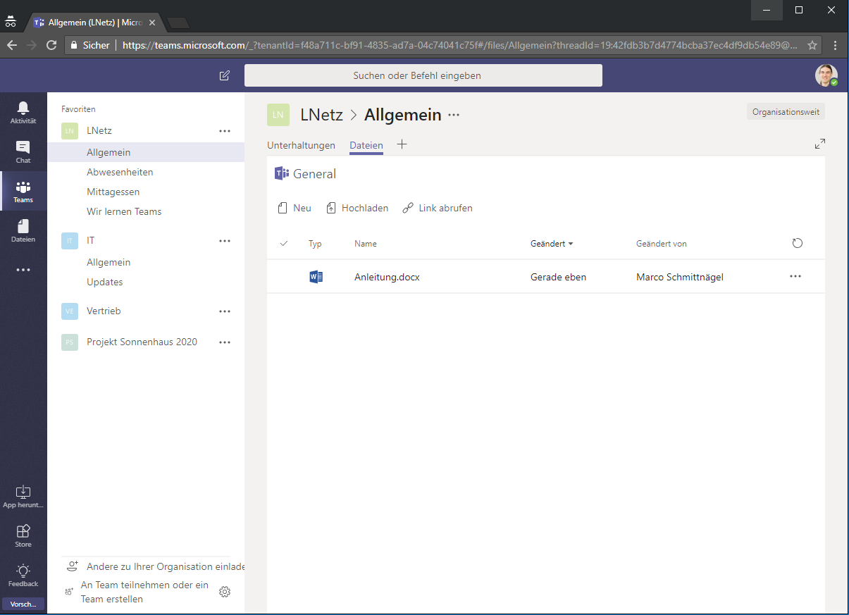 Microsoft Teams Chat Screenshot